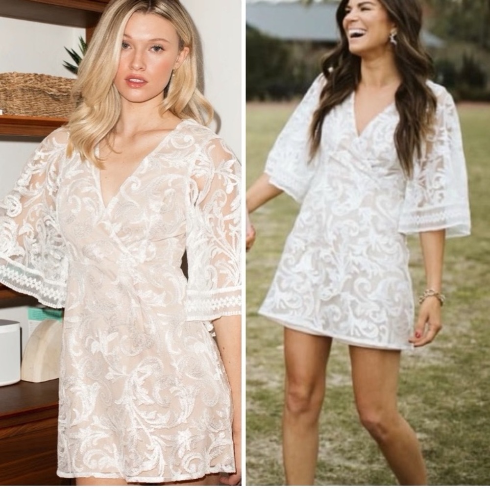 Lulus Celebration Hour White Sequin Embroidered Mini Dress